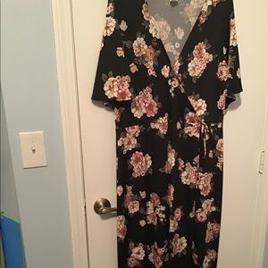 Faux Wrap Slit Maxi Dress